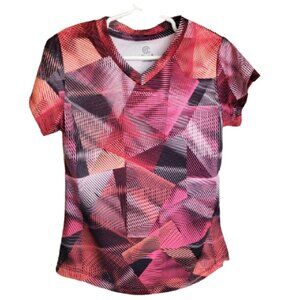C9 Champion Girls S Top Pink Red Graphic V-Neck Short Sleeve Athletic 6/6X Sport